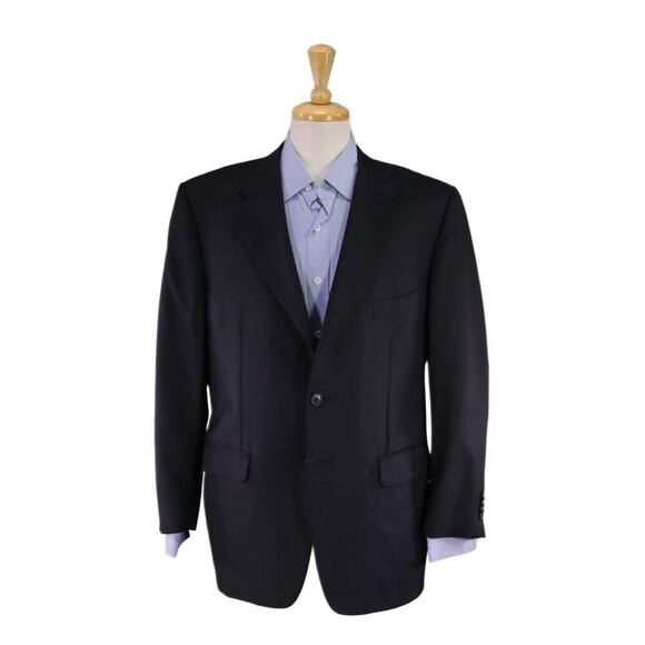 Corneliani Solid Navy Blue Super 150's Wool 3-Btn Blazer Jacket 42R